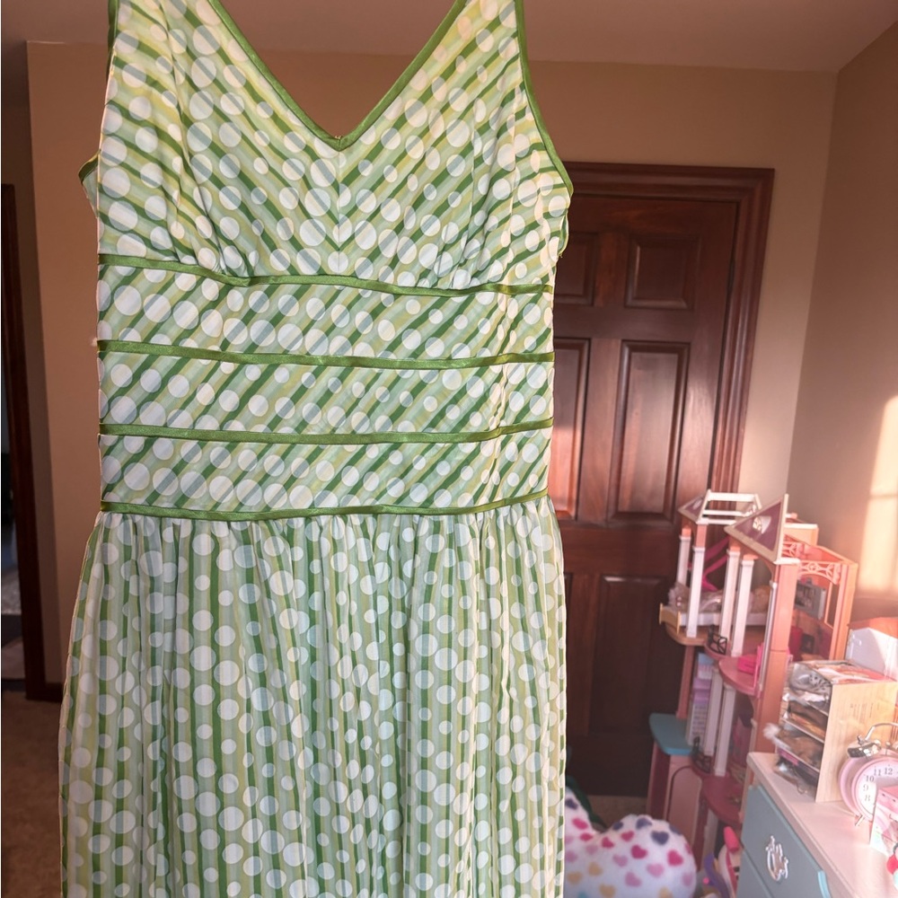 Green Polka Dot Strapless Dress